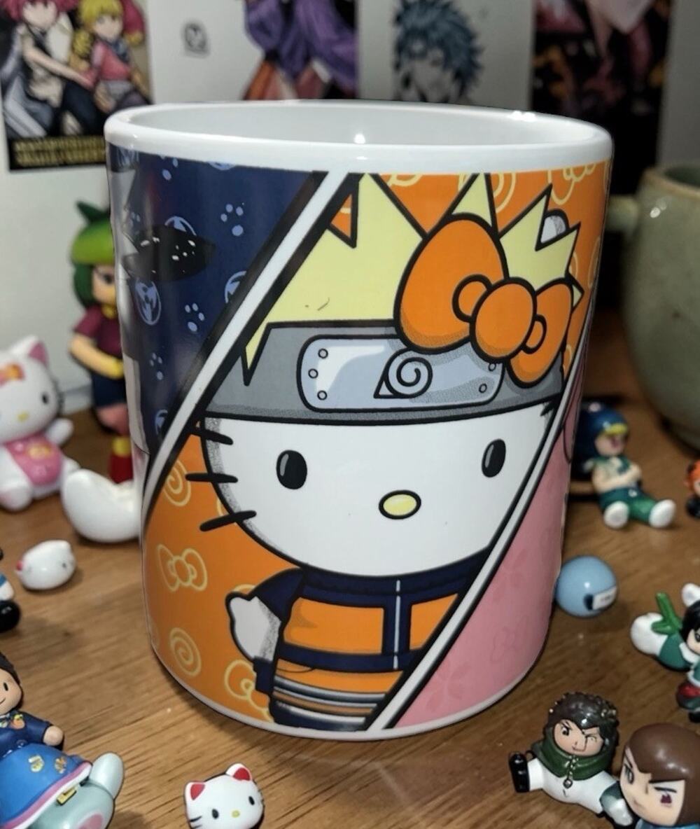 Sanrio Hello Kitty x Naruto Shippuden Coffee Mug Cup Ceramic Anime Collab Kawaii